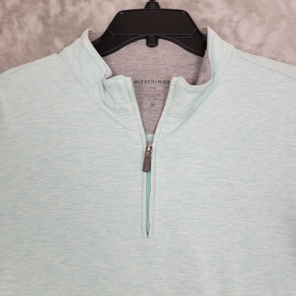 Mizzen+Main Women's Large Mint Green Heather Quarter Zip Fleece Golf‎ Pullover